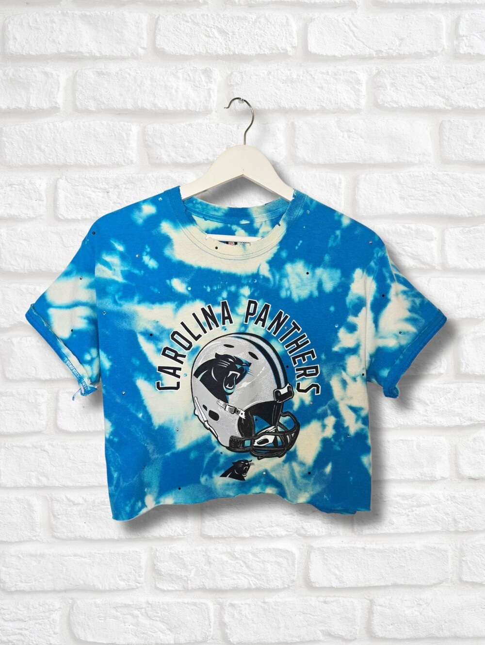 Carolina Panthers Crop Top W/Rhinestones